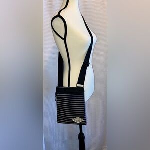 Women’s BILLABONG black‎ and white striped crossbody bag